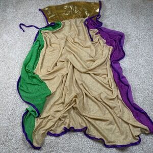 Forum Novelties Mardi Gras Costume Cape Medieval Dress Gold Green Purple Sparkle
